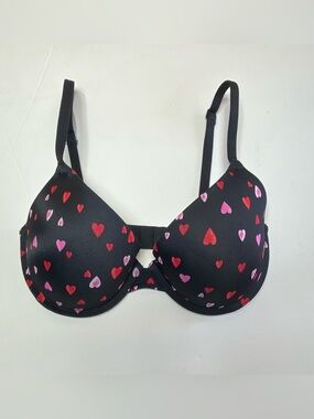 Victoria's Secret Black T-Shirt Bra with Pink & Red Hearts